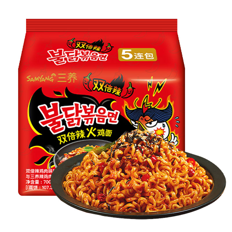 三养双倍辣鸡肉味拌面140g*5袋